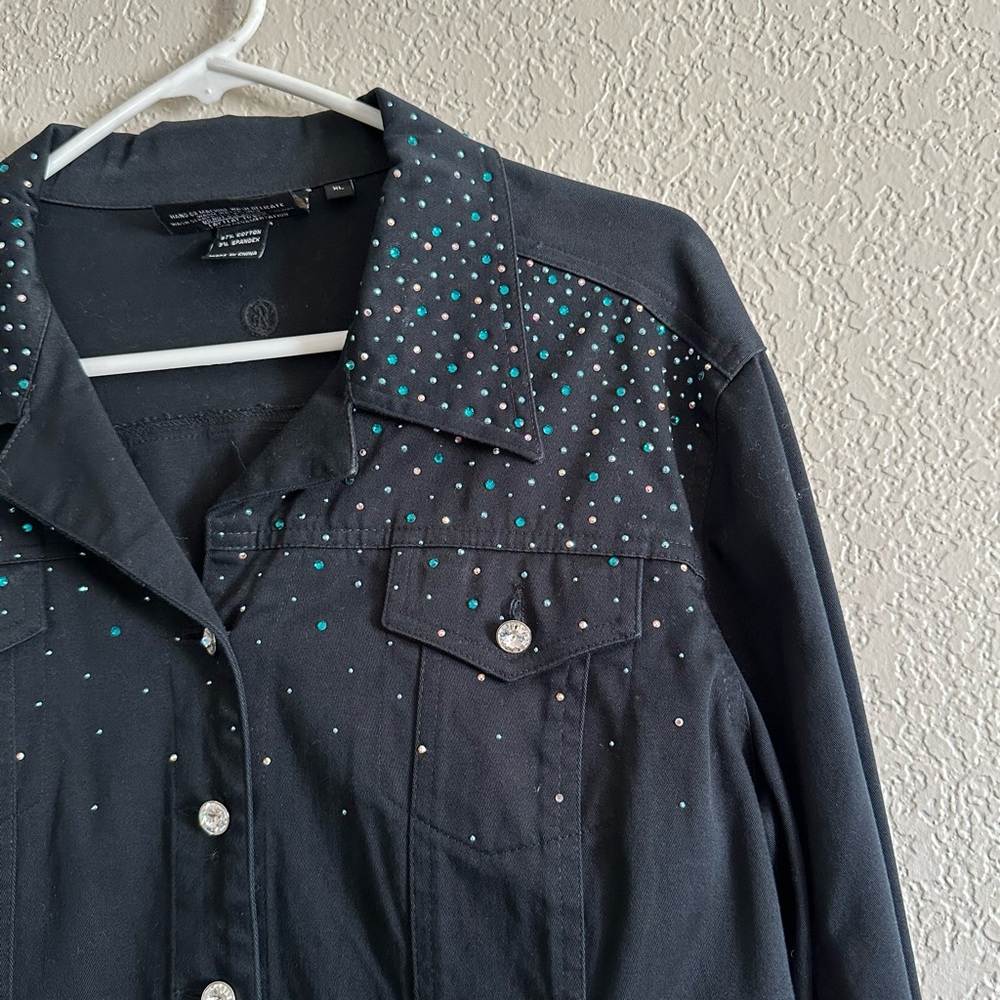 Christine Alexander women’s black vintage 90s denim jacket size XL - Picture 4 of 5